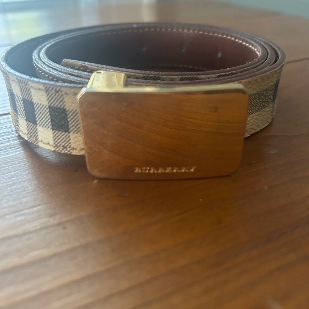 Burberry plaid Belt with Gold Buckle